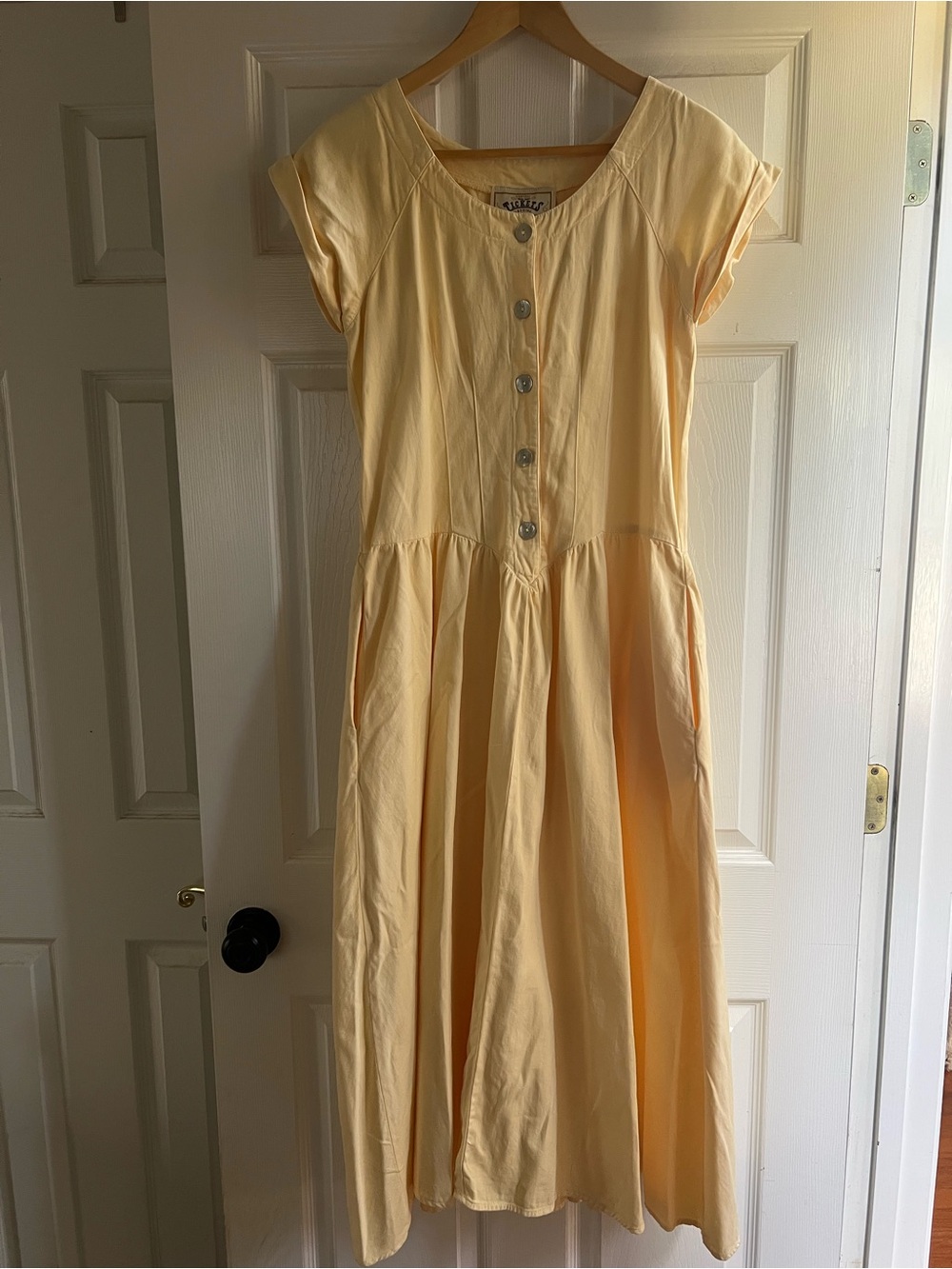 Vintage Tickets Clothing "Timeless Tickets" butter yellow button down dress